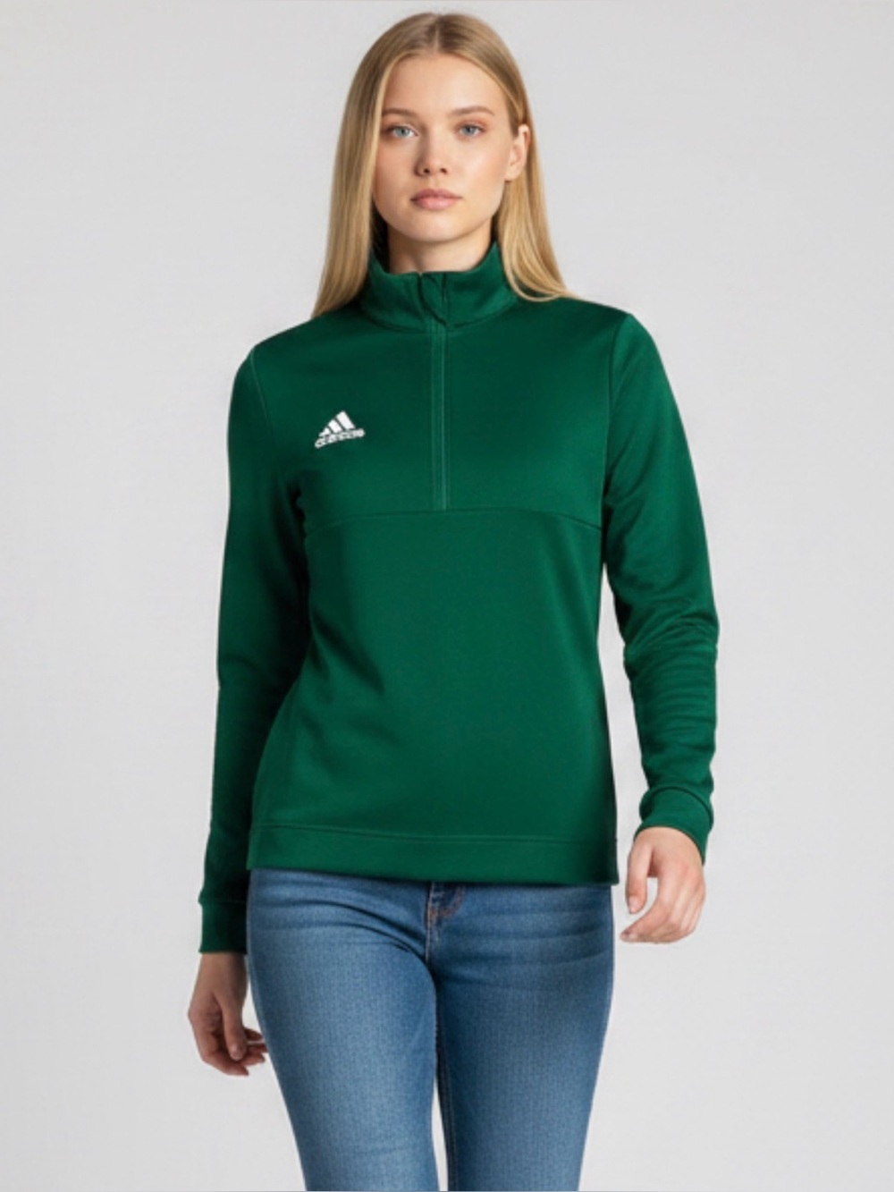 Adidas Women’s Team Issue 1/4 Zip Pullover Sweatshirt Aeroready Green Size L